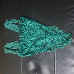 Vintage Cinema Etoile emerald green bodysuit, size medium